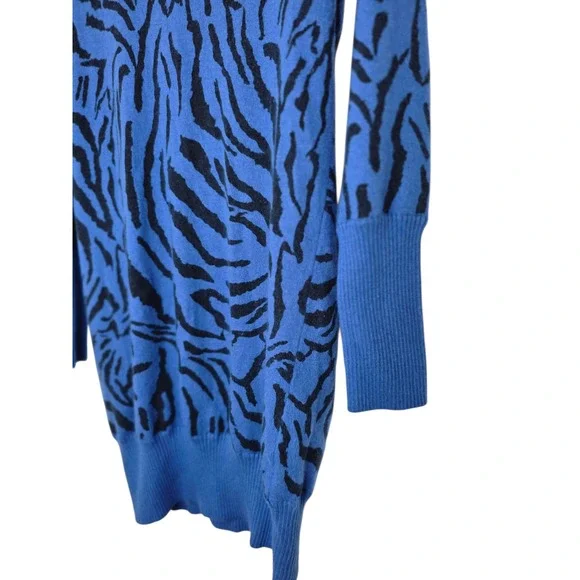 Red Animal Print Knit Turtleneck Sweater Dress Blue Black Casual Cozy - Picture 7 of 10